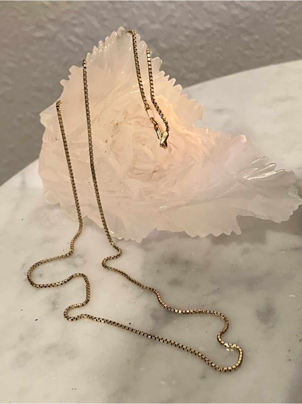 Gold Box Chain Necklace 14K